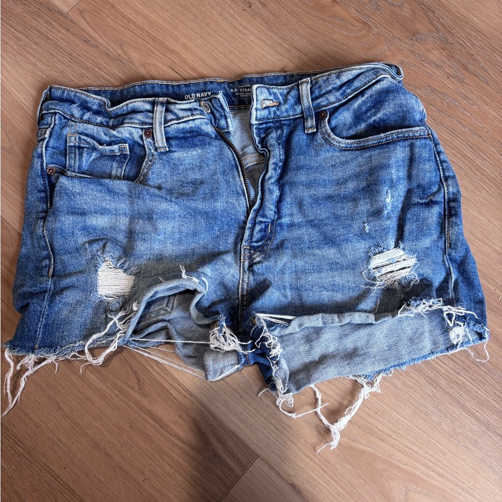 Blue Distressed Denim Shorts